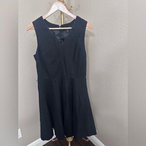 White House Black Market Black V-Neck Fit-and-Flare Dress